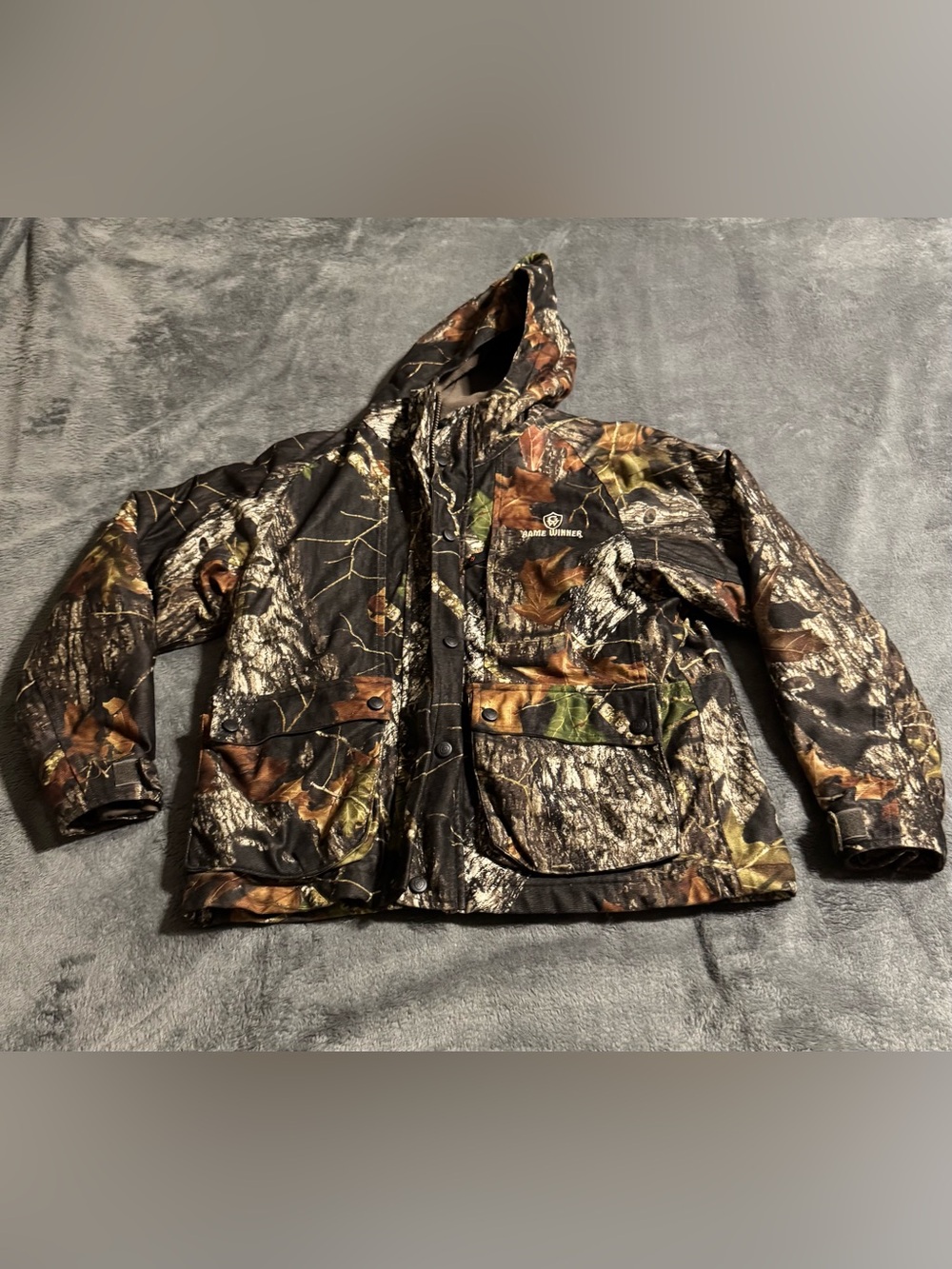 Game Winner Adult Full Zip Fleece Lined Hoodie Jacket Camo Size Large